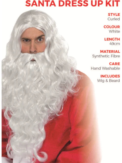 Traditional Santa White Wig and Beard Adult Xmas Costume Accessory