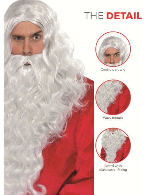 Traditional Santa White Wig and Beard Adult Xmas Costume Accessory