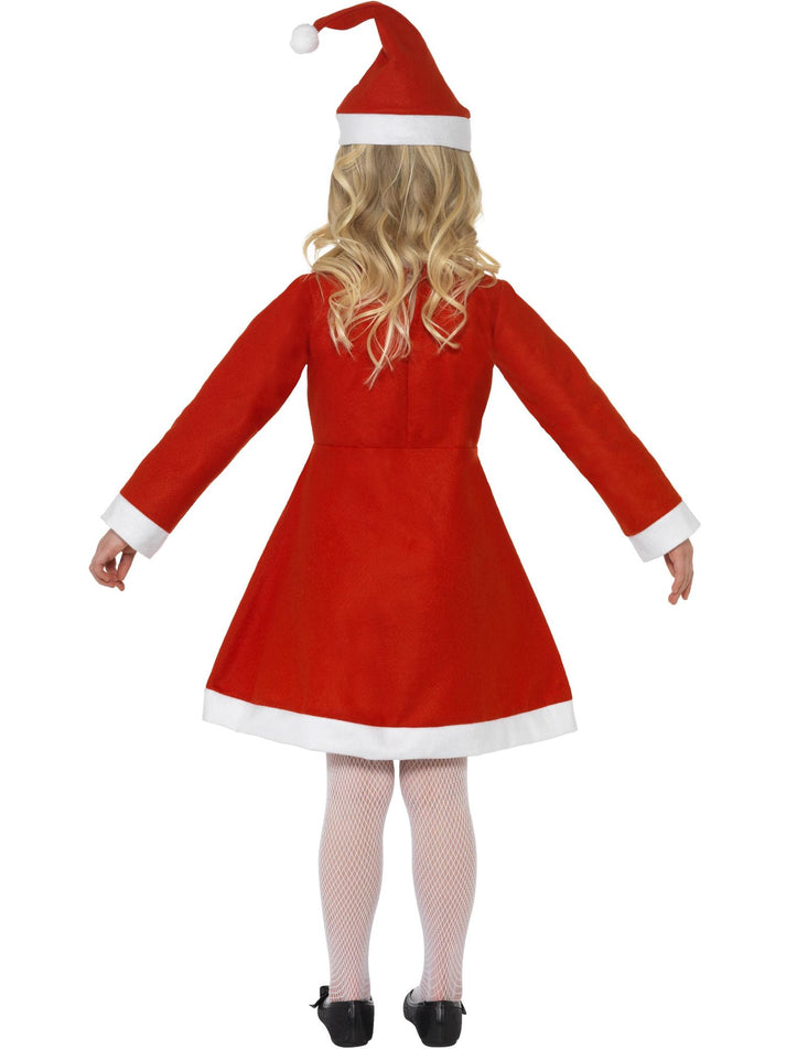 Santa Girl Costume Kids Red White Dress and Hat