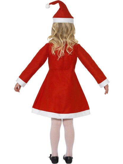 Santa Girl Costume Kids Red White Dress and Hat 3