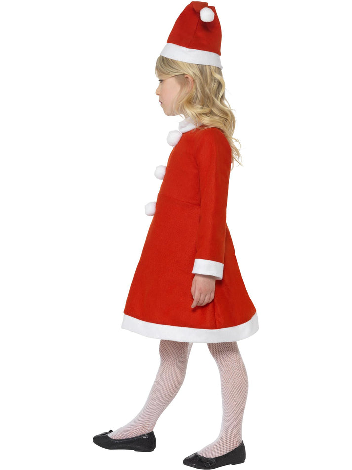 Santa Girl Costume Kids Red White Dress and Hat 2