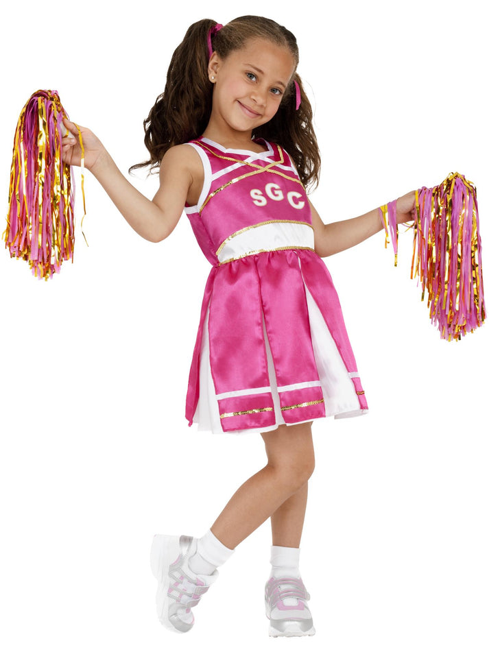 Cheerleader Costume Child Pink Dress and Pom Poms 2