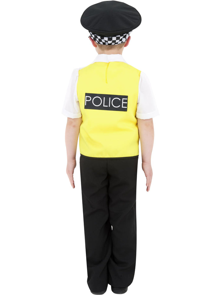 Police Boy Costume Kids Yellow Top Black Trousers Hat and Radio Set 3