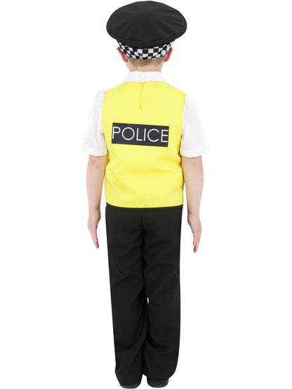 Police Boy Costume Kids Yellow Top Black Trousers Hat and Radio Set 3