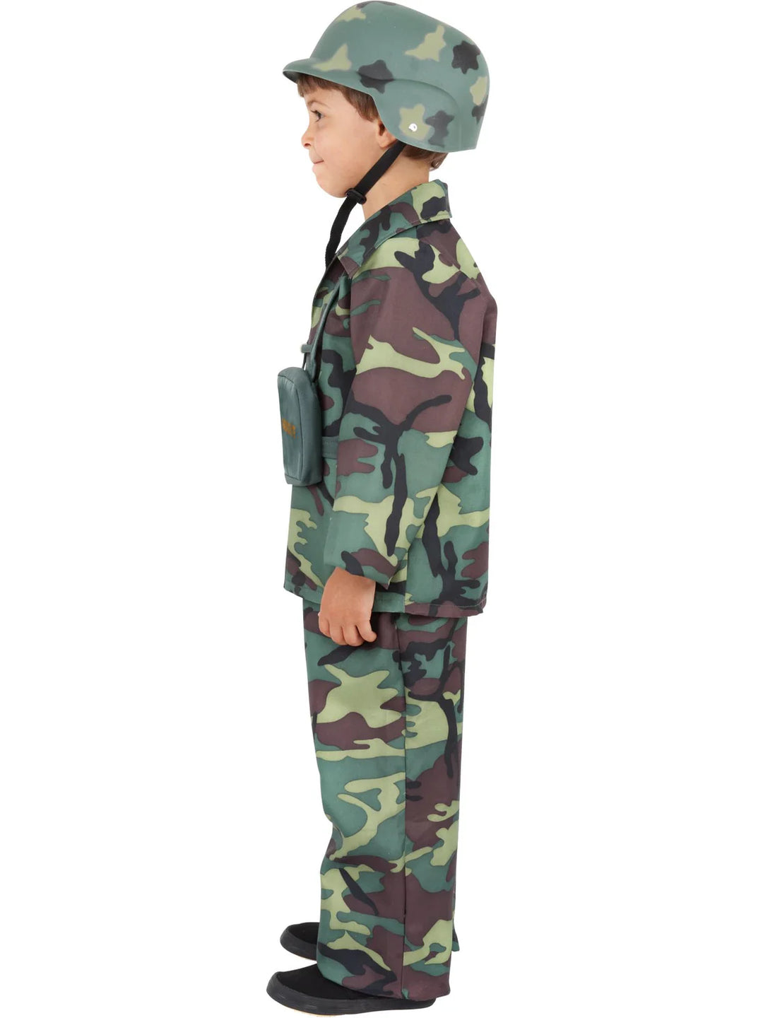 Army Boy Costume Kids Camo Soldier Top Trousers Parachute Bag