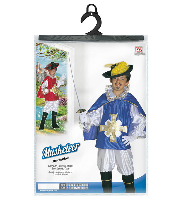 Musketeer 2 Colors Ass.  Shirt With Overcoat, Pants, Boot Covers, Cape 