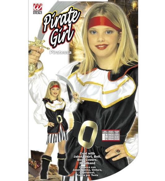 Pirate Girl  Coat With Jabot, Skirt, Belt, Boot Covers, Headband 