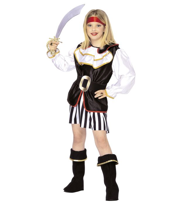 Pirate Girl  Coat With Jabot, Skirt, Belt, Boot Covers, Headband 