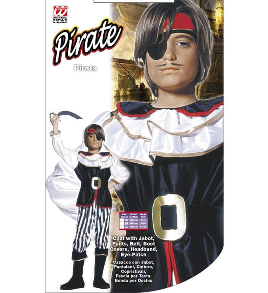 Pirate  Coat With Jabot, Pants, Belt, Boot Covers, Headband, Eye-Patch 