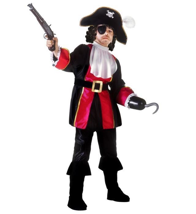 Pirate Captain  Coat, Jabot, Pants With Boot Covers, Belt, Hat, Eyepatch 