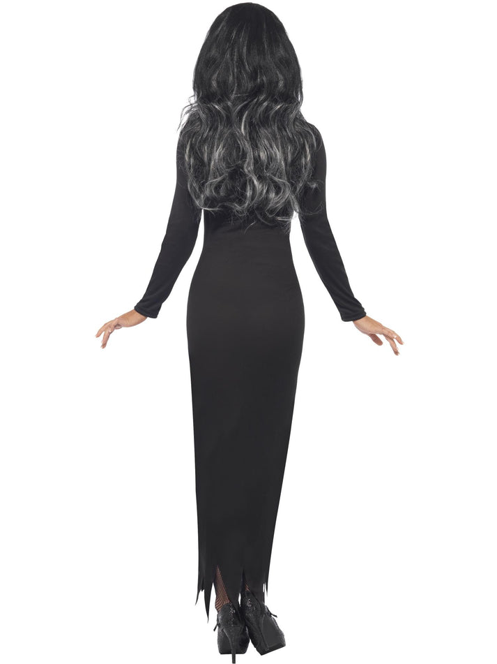 Skeleton Costume Ladies Black Long Tube Dress with Long Sleeves 3