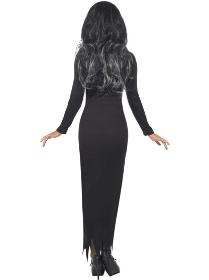 Skeleton Costume Ladies Black Long Tube Dress with Long Sleeves 3