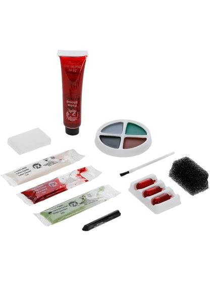 Complete Zombie Kit Facepaint Blood Liquid Latex Horror Flesh Crayon and Sponge 9