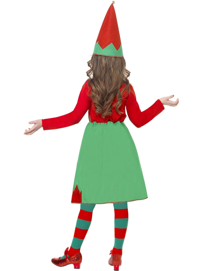 Santas Little Helper Costume Kids Red Green Dress and Hat