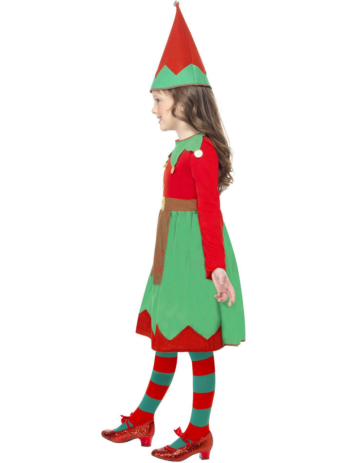Santas Little Helper Costume Kids Red Green Dress and Hat