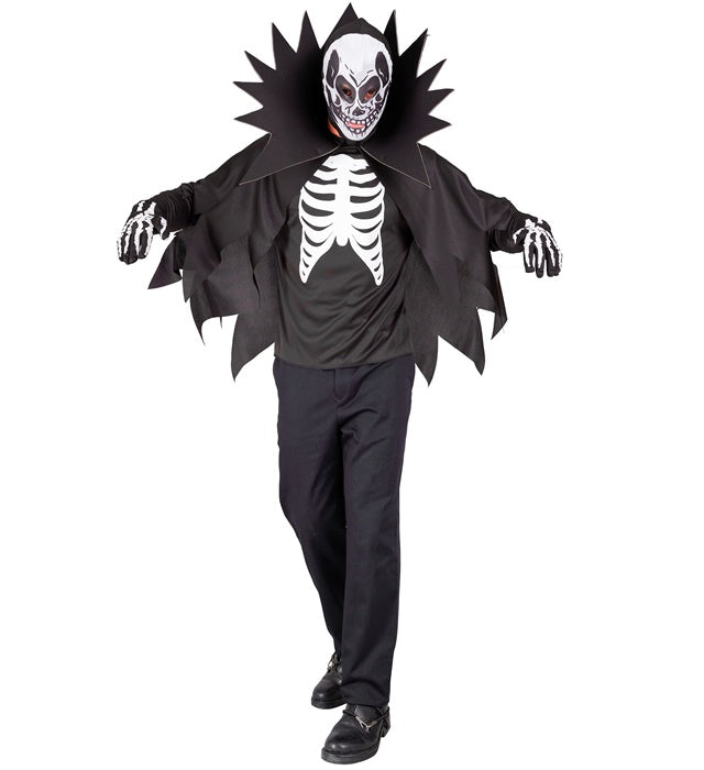 Scary Skeleton  Coat, Cape With Stand-Up Collar, Mask 