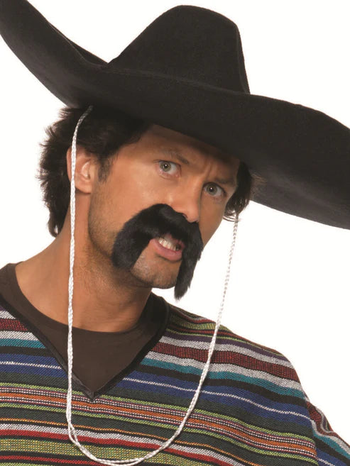 Big Bushy Gringo Tash Adult Black Mexican Moustache