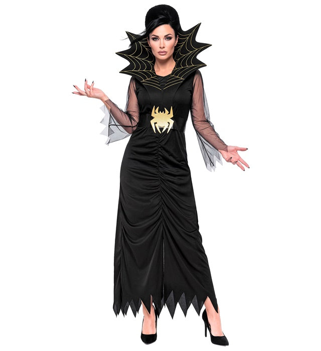 Spiderlady  Dress, Belt With Stand-Up Collar 
