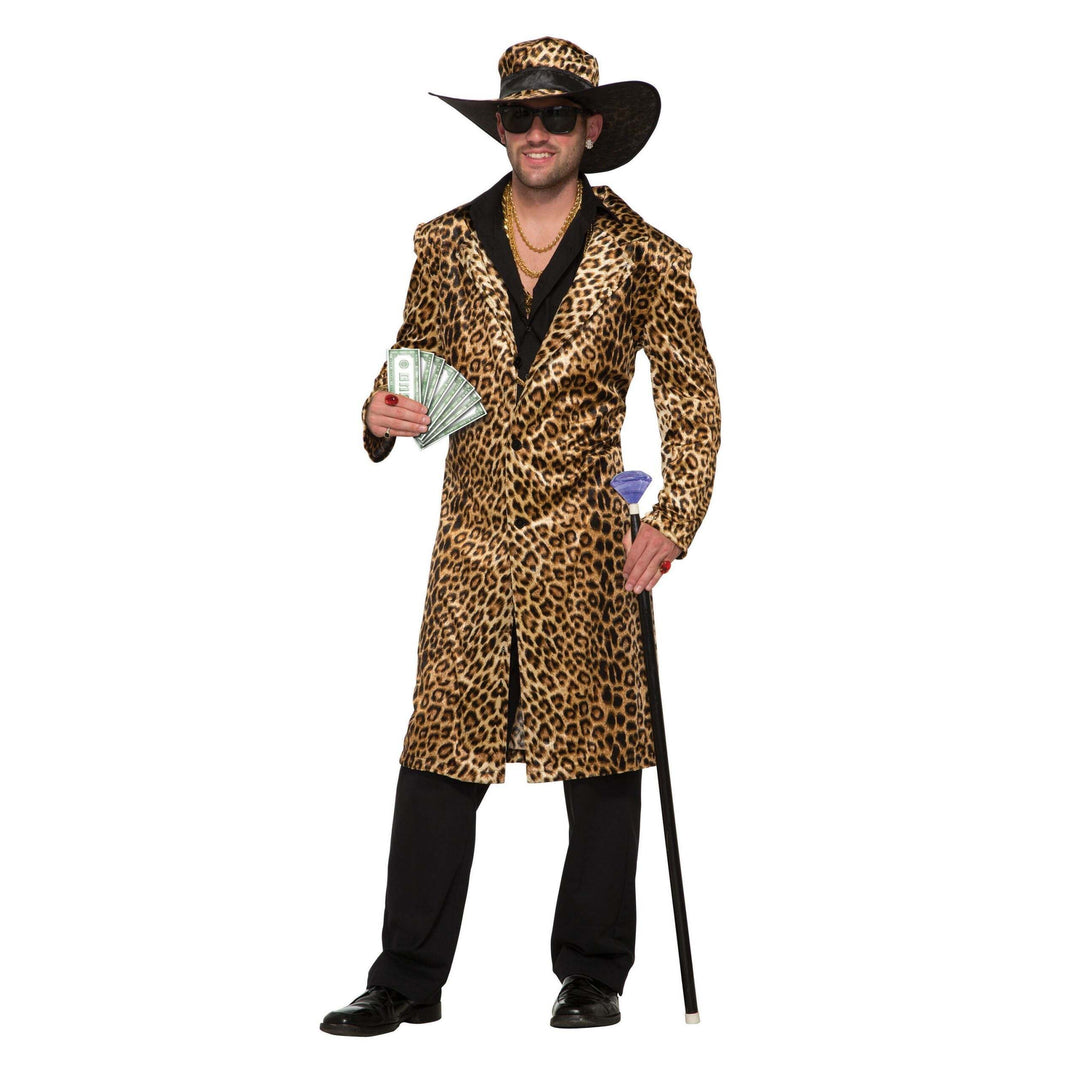 Funky Leopard Pimp Costume Mens Jacket and Hat 1