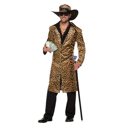 Funky Leopard Pimp Costume Mens Jacket and Hat 1