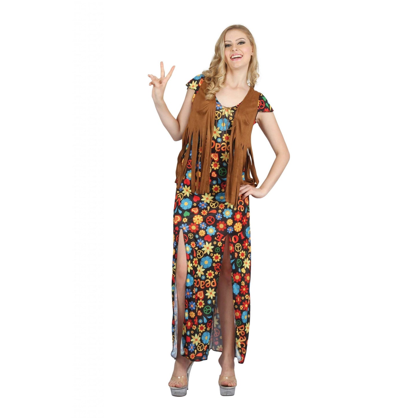 Hippy Dress Costume Floral Woodstock Outfit 1