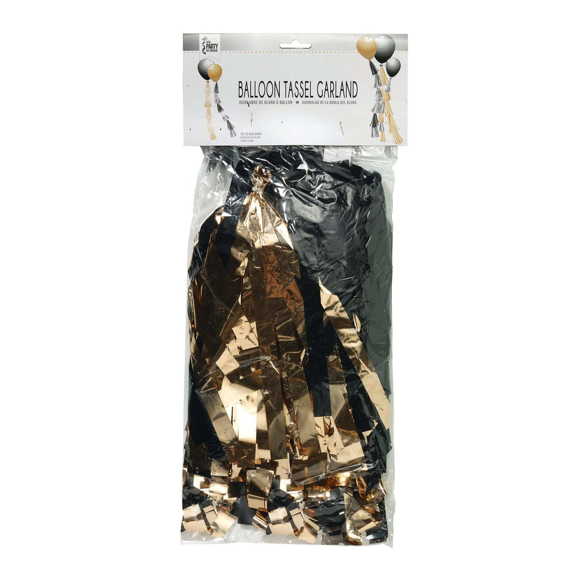 Balloon Tassels Large Gold Black Metallic Garland 1