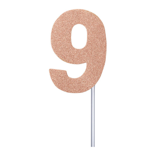 Diamond Cake Toppers Rose Gold No. 9 1