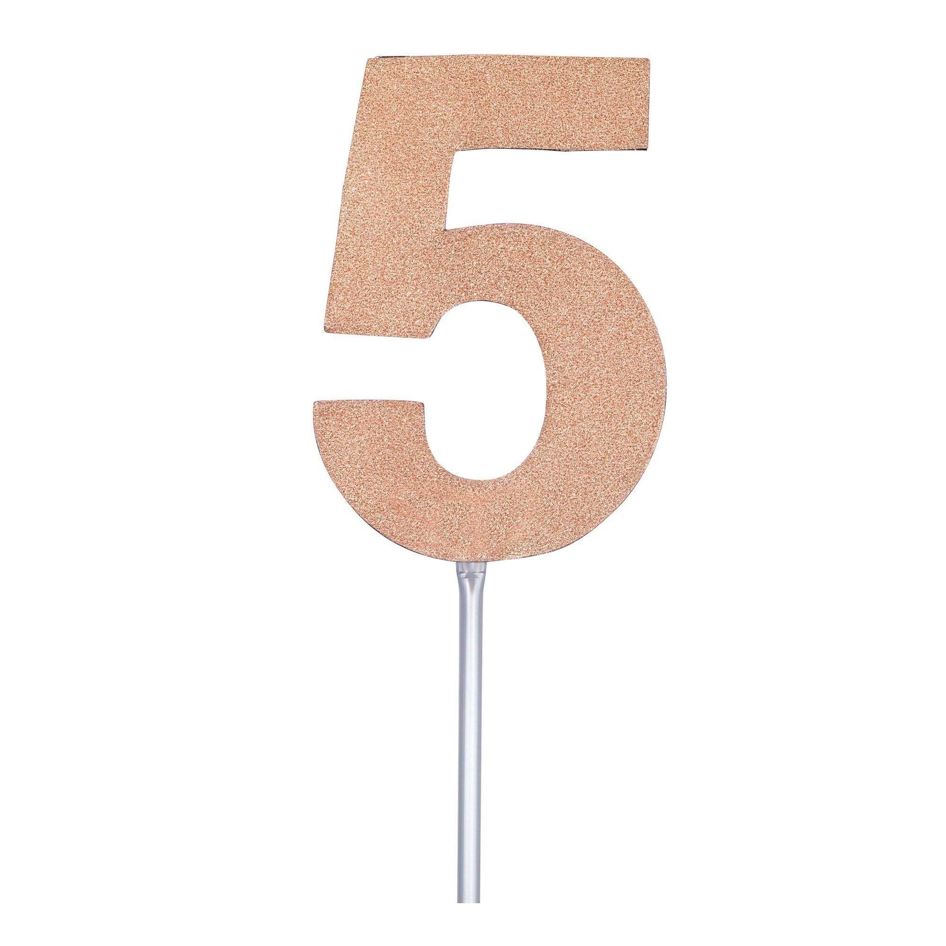 Diamond Cake Toppers Rose Gold No. 5 1