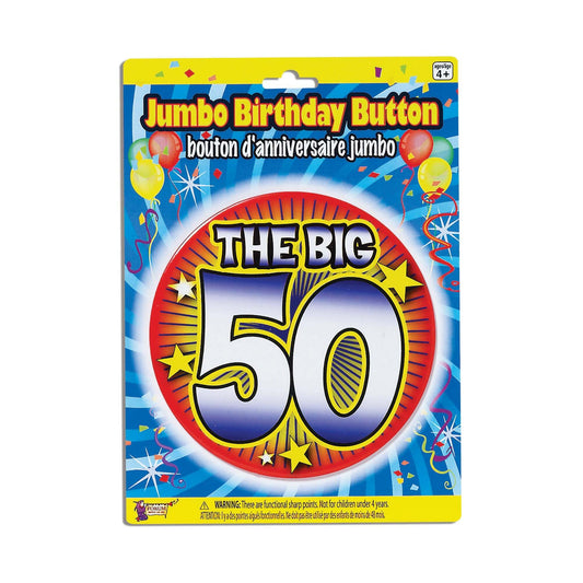 50th Birthday Jumbo Badge Button Pin 1