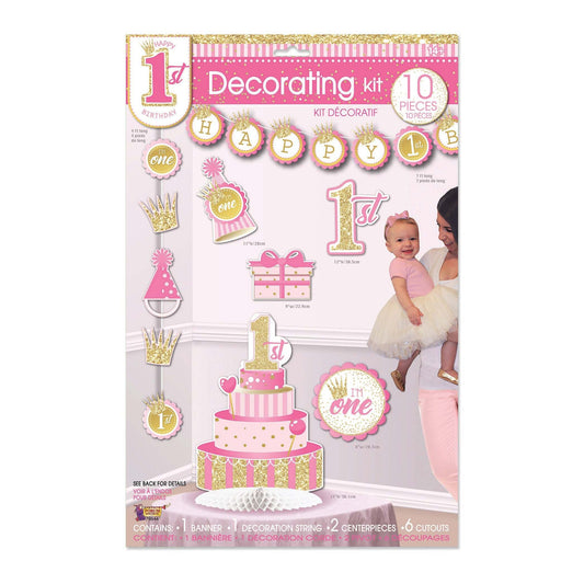 Birthday 1st Girl Decorating Kit Party Event Banner 1