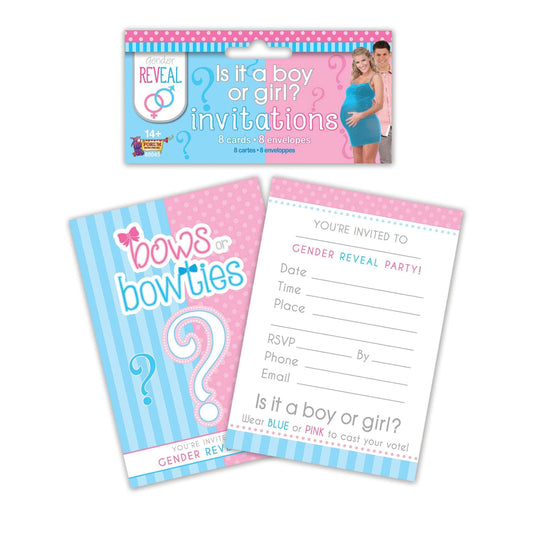 Gender Reveal Invitation Pack of 8 1