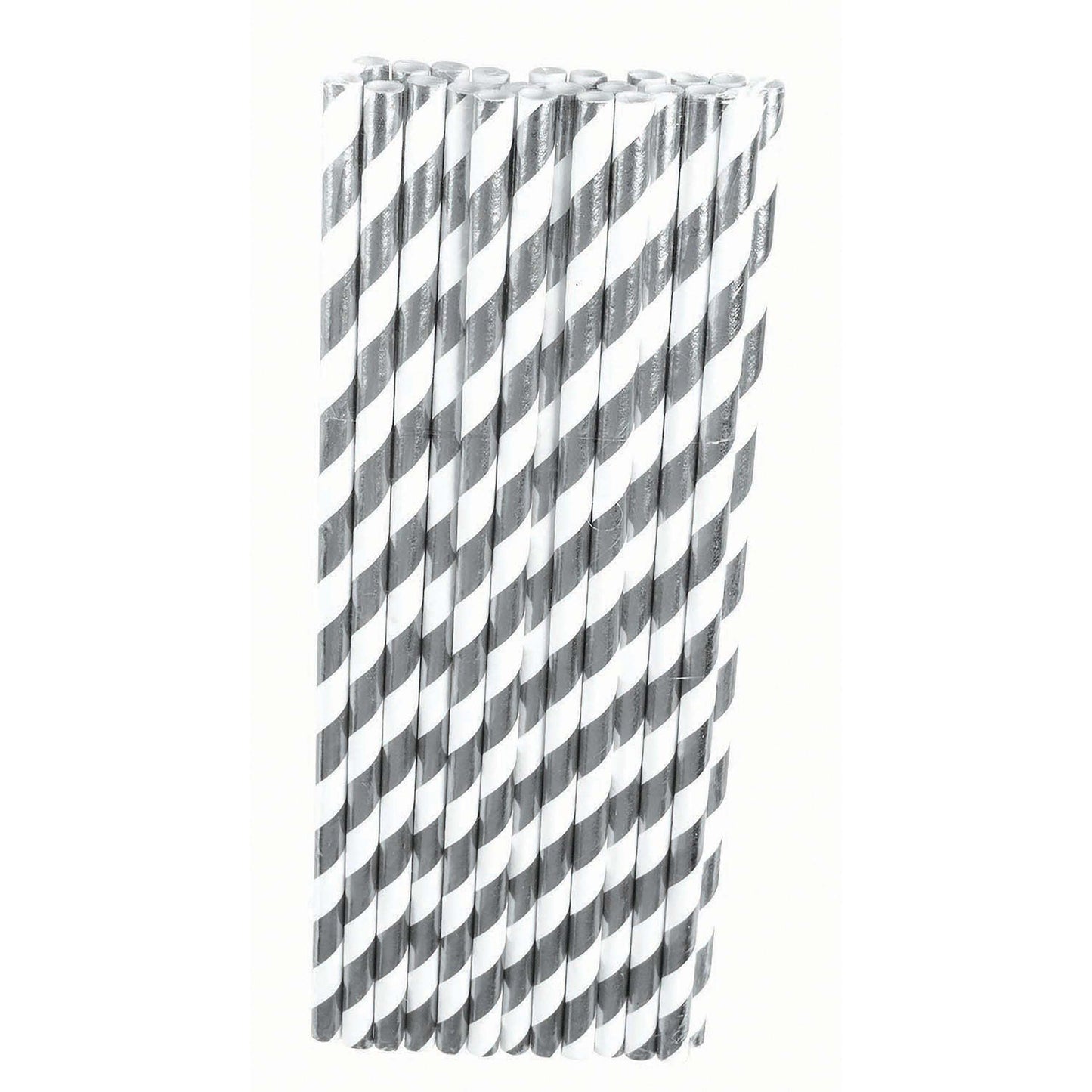 Silver White Paper Straws 24 Pack 1