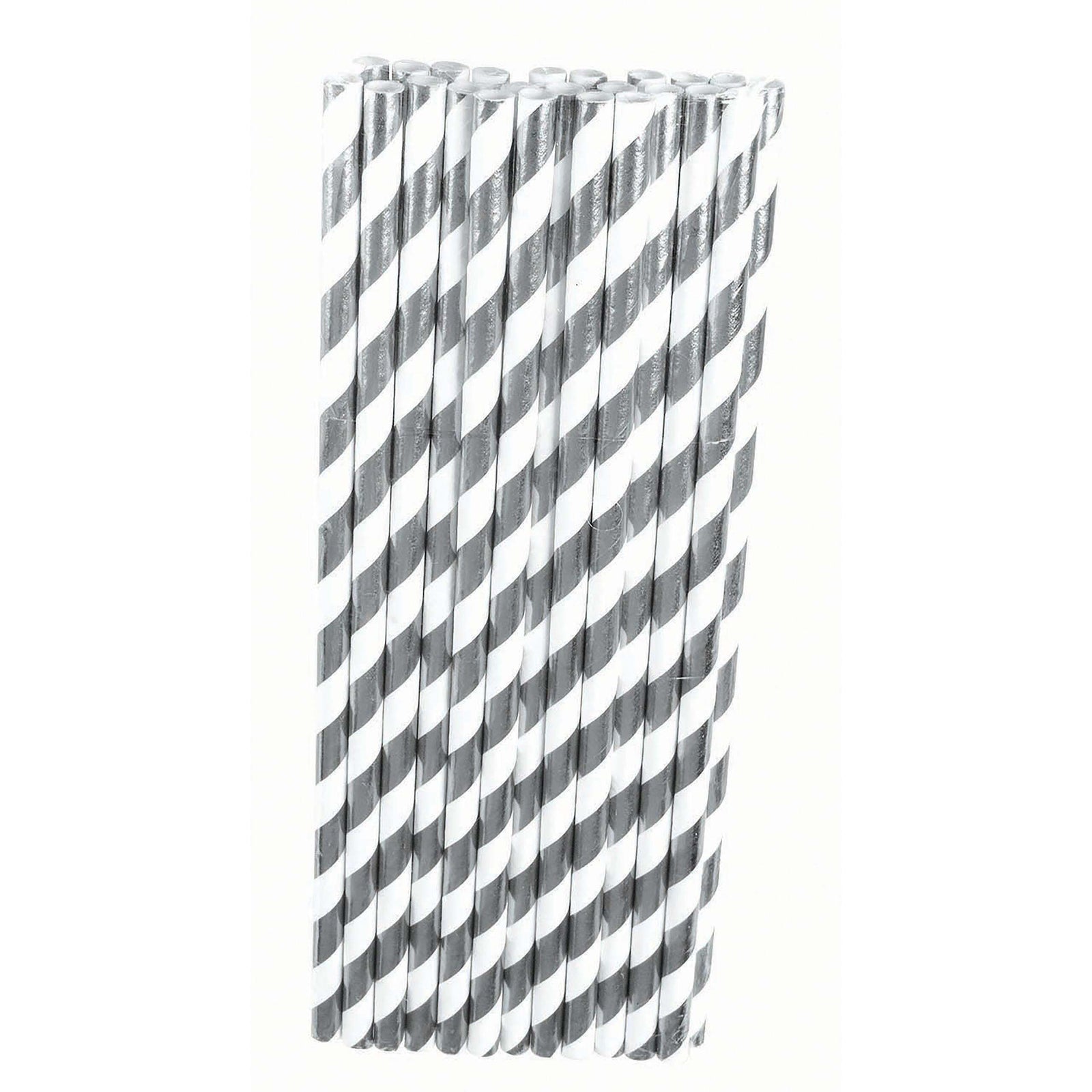 Silver White Paper Straws 24 Pack 1