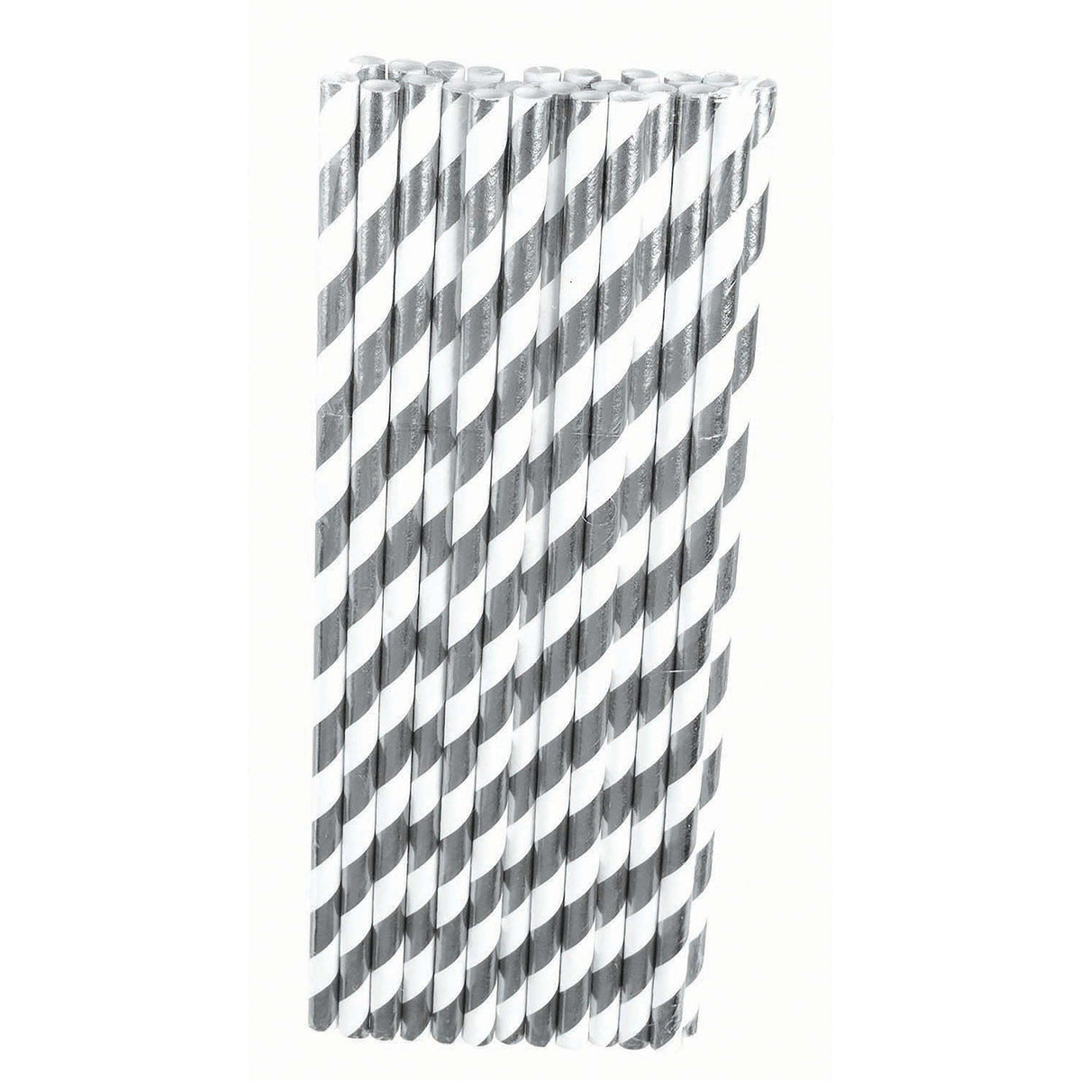 Silver White Paper Straws 24 Pack 1