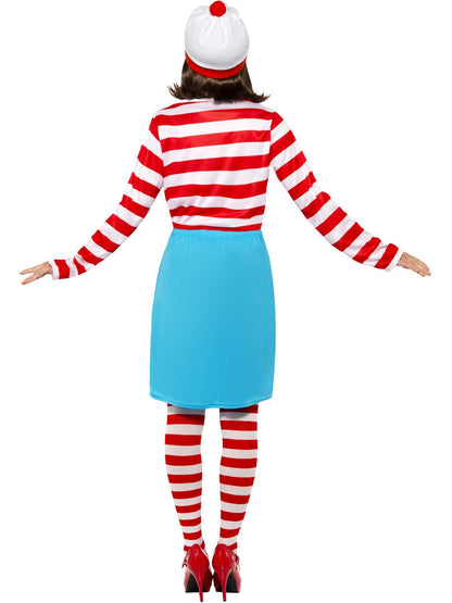 Wheres Wally? Wenda Costume Red and White Top Blue Skirt Glasses Tights and Hat 3