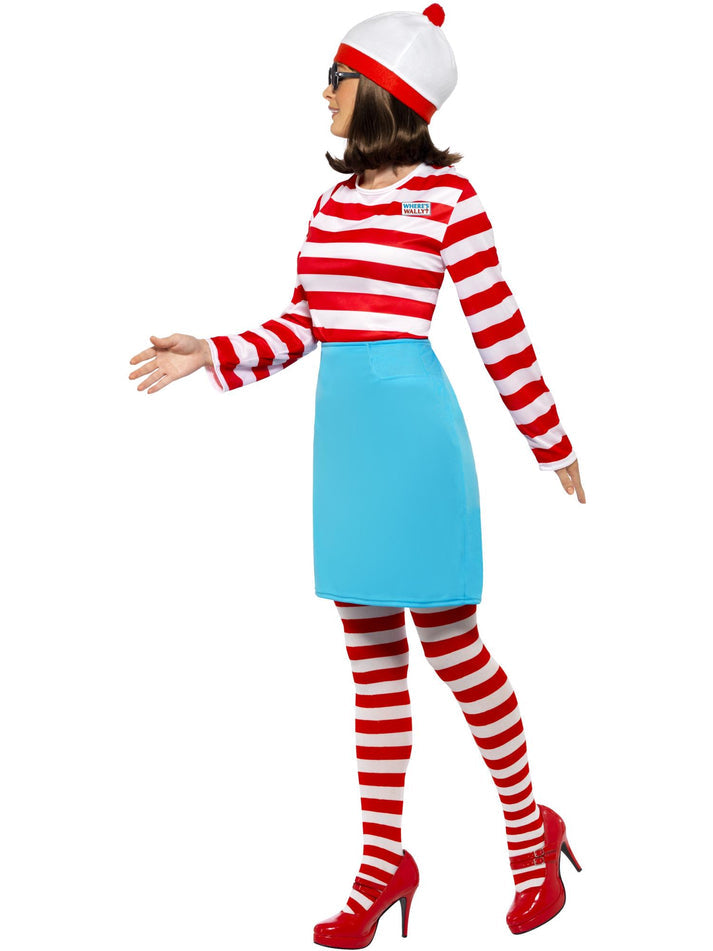 Wheres Wally? Wenda Costume Red and White Top Blue Skirt Glasses Tights and Hat 2