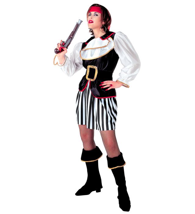 Pirate  Coat With Jabot, Skirt, Belt, Boot Covers, Headband 