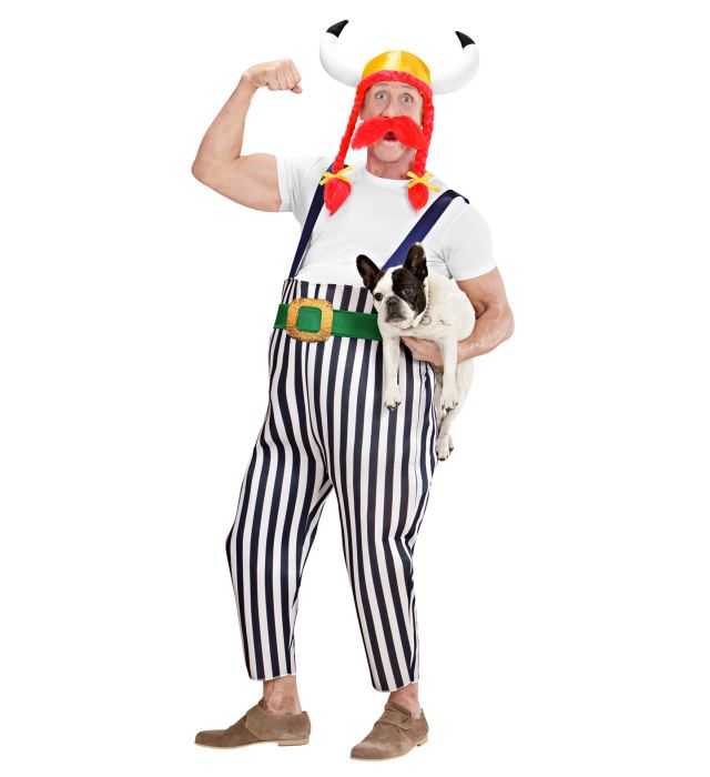 Gaulois  Maxi Pants With Braces, Belt, Helmet With Plaits, Moustache 
