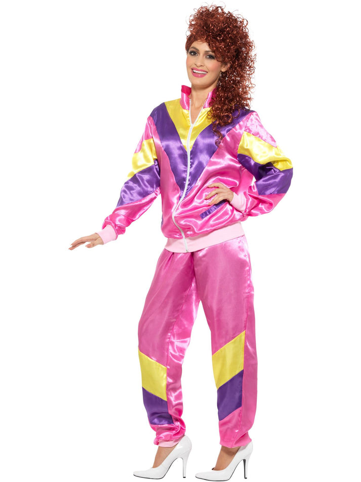 80s Height Of Fashion Shell Suit Costume Adult Pink 1