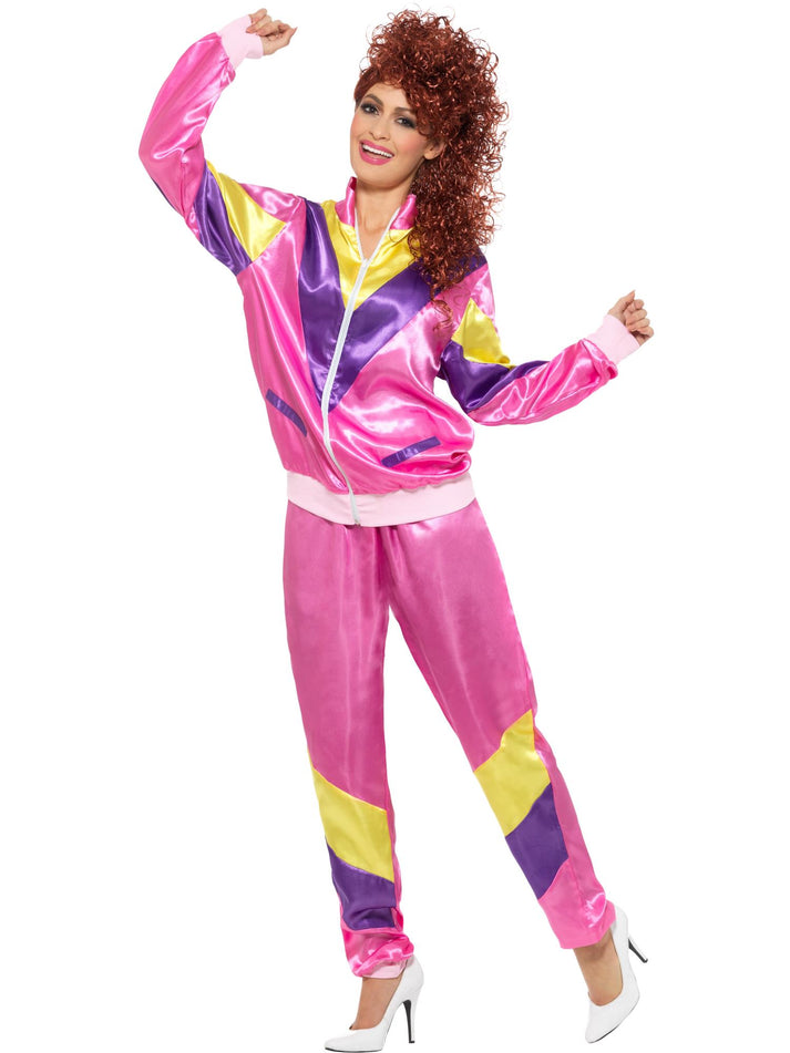 80s Height Of Fashion Shell Suit Costume Adult Pink 2