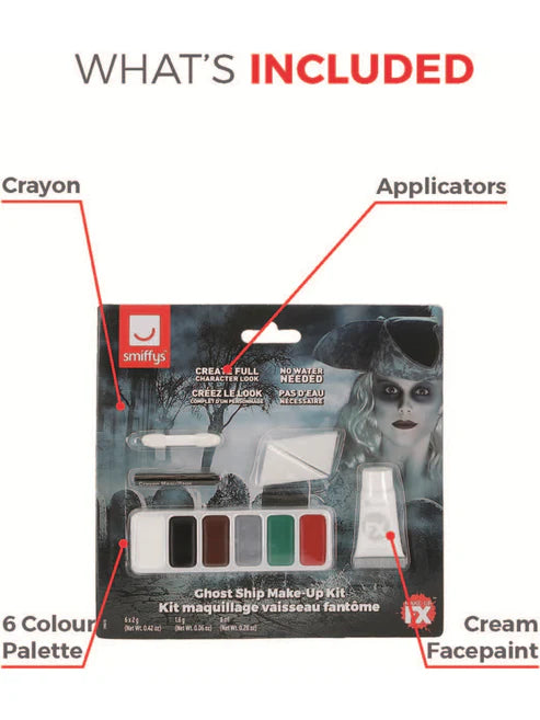 Ghost Ship Make Up Kit 6 Colours Halloween Face Paint 9