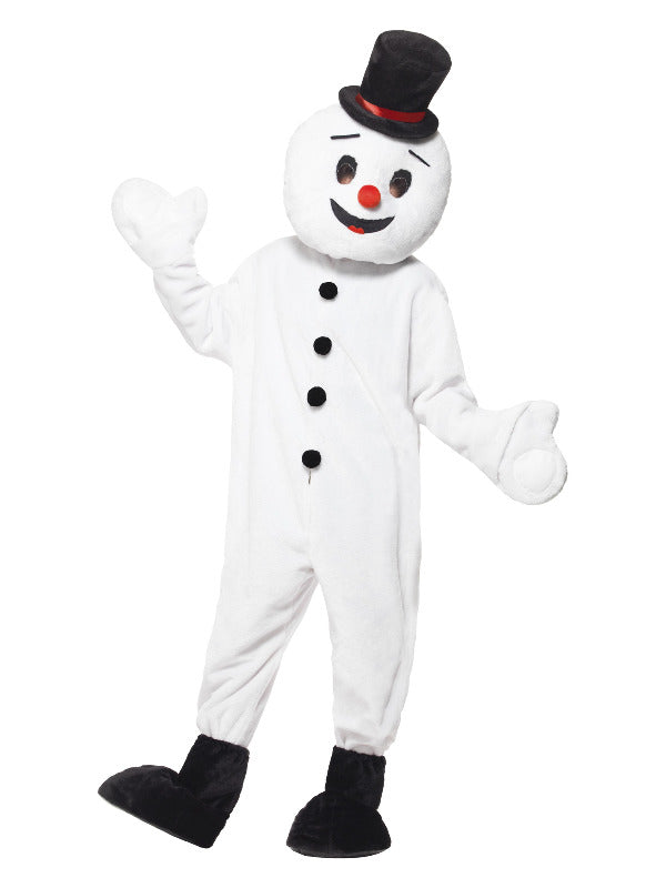 Snowman Mascot Costume White Large Head Bodysuit Hat Bootcovers 1