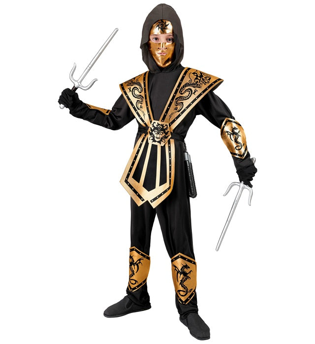 Gold Kombat Ninja  Hooded Jumpsuit, Chestpiece, Belt, Armguards, Legguards, Mask 
