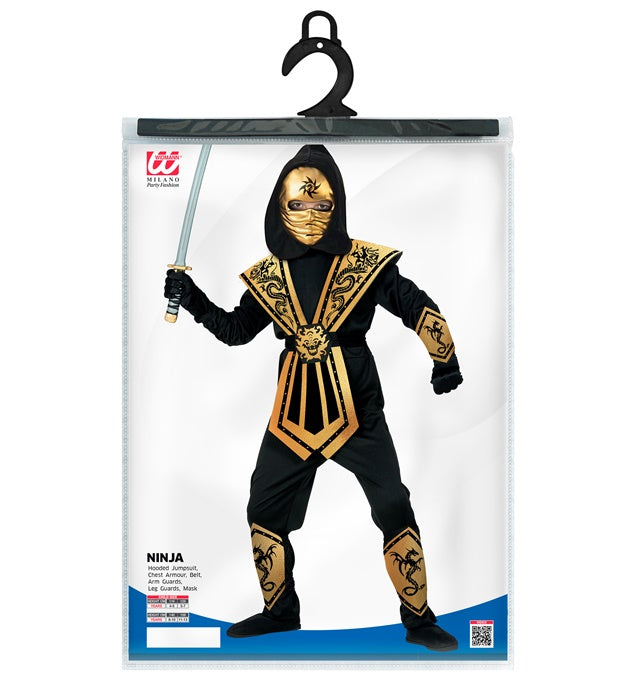 Gold Kombat Ninja  Hooded Jumpsuit, Chestpiece, Belt, Armguards, Legguards, Mask 