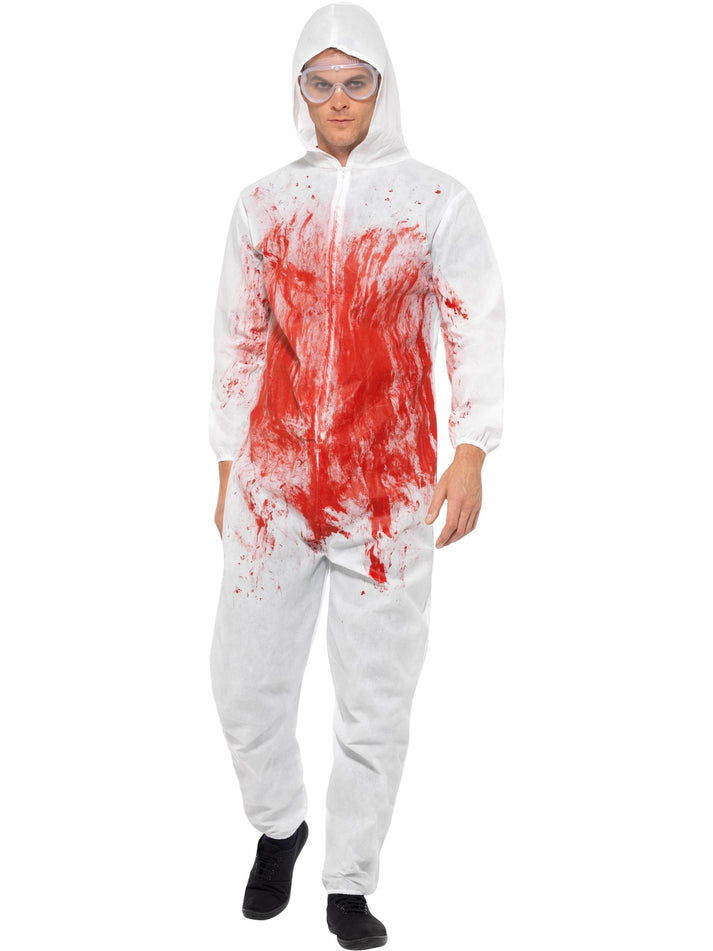 Bloody Forensic Overall Costume Adult Jumpsuit with Goggles 2