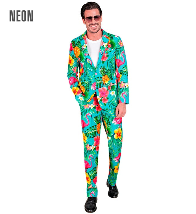Neon Flamingo Party Fashion Suit  Jacket, Pants 