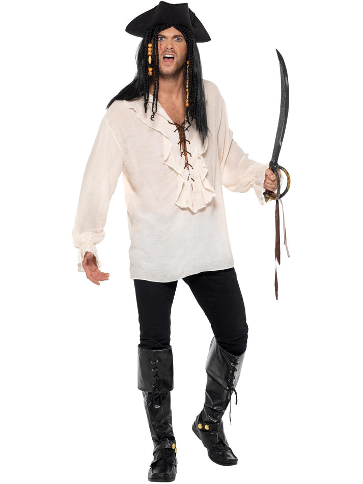 Pirate Shirt Adult Ivory with Lace Up Front Costume Accessory 1