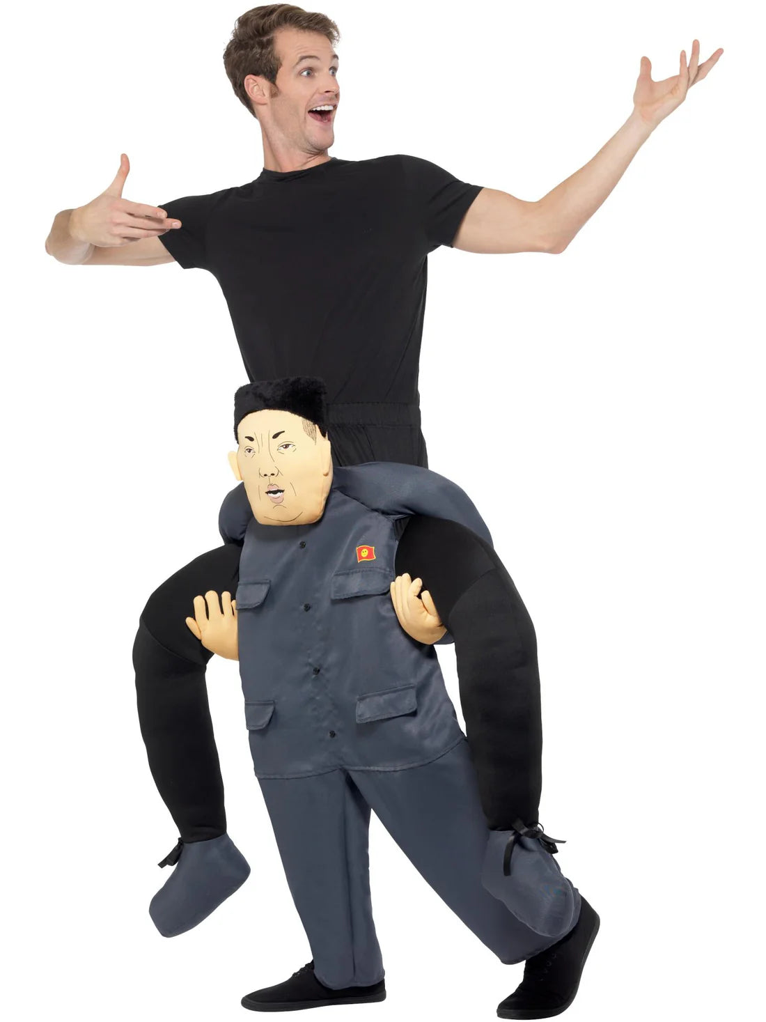 Piggyback Dictator Costume Grey One Piece Suit with Mock Legs 2