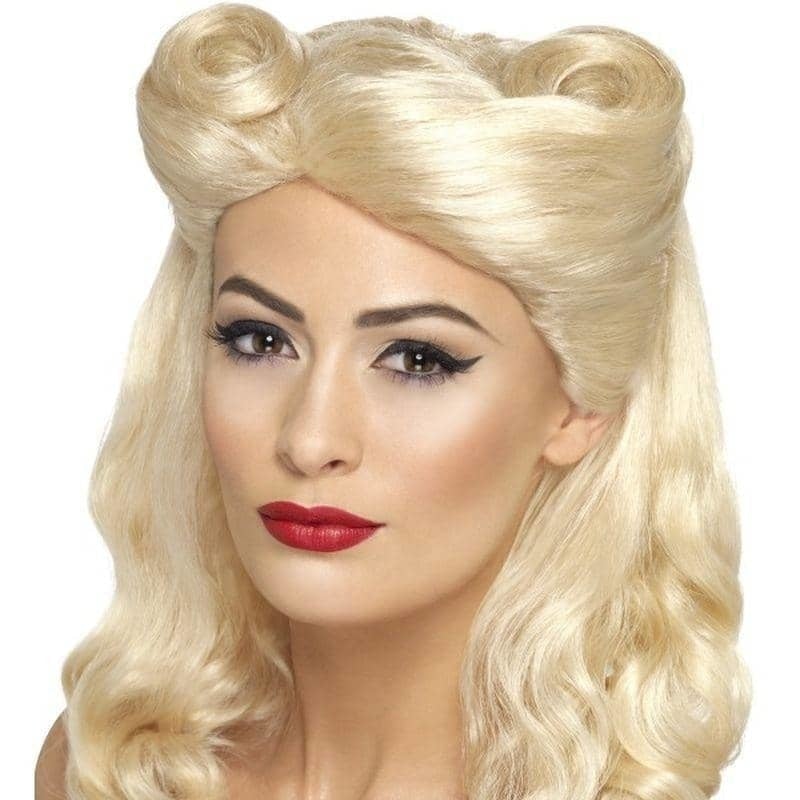40s Pin Up Wig Adult Blonde Victory Rolls 1