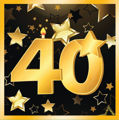 40th Birthday Napkins 13" 16 In Pkt 2